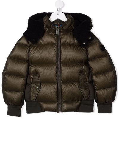 Moncler Logo-print Feather-down Hooded Puffer Jacket In Green