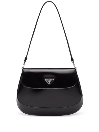 Prada Cleo Leather Shoulder Bag In Black