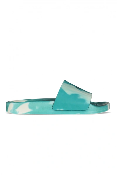 Off-white Luxury Shoes For Women   Off White Green Tie Dye Pool Slides