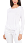 Vince Camuto Knot Front Embellished Top In New Ivory
