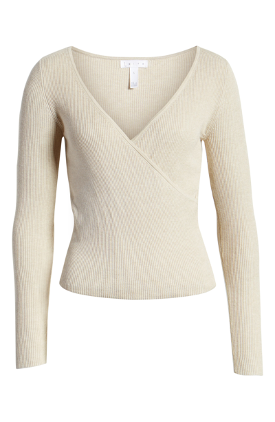 Leith Rib Wrap Sweater In Beige Oatmeal Medium Heather