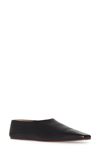 The Row Square-toe Leather Ballerina Flats In Black