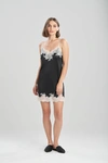 Natori Enchant Lace-trim Chemise In Black/ivory
