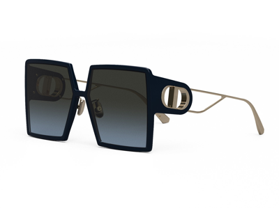 Dior 30montaigne Blue Oversized Square Sunglasses In Shiny Blue