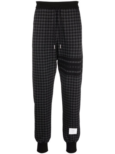 Thom Browne Houndstooth-check Track Pants In Black