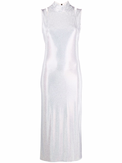 Balmain Embellished Mid Length Dress In White