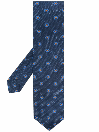 Kiton Pointed Silk Tie In Blue
