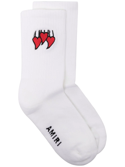 Amiri Heart-embroidered Socks In White