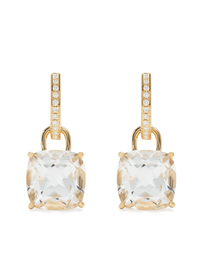 Kiki Mcdonough 18kt Yellow Gold, Topaz And Diamond Drop Earrings