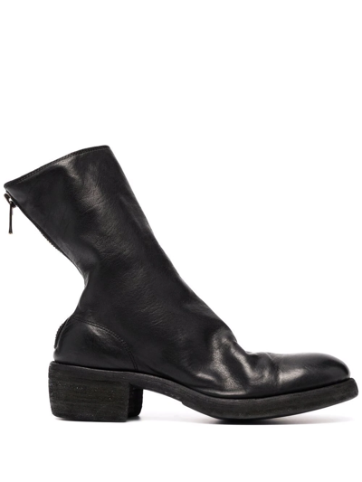 Guidi Zip-up Heeled Leather Boots In Black