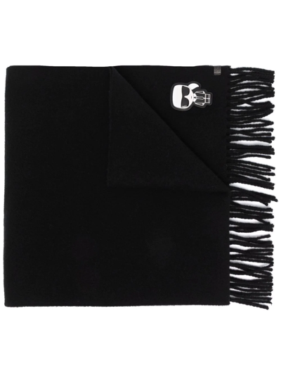 Karl Lagerfeld Ikonik Knitted Scarf In Black
