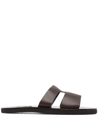 Ancient Greek Sandals Double-strap Leather Sandals In Black