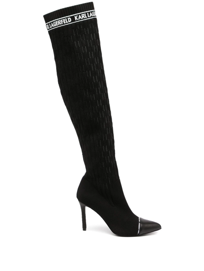 Karl Lagerfeld Pandora Knee-high Boots In Black