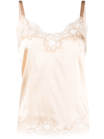 Dolce & Gabbana Lace-trimmed Camisole Top In Neutrals