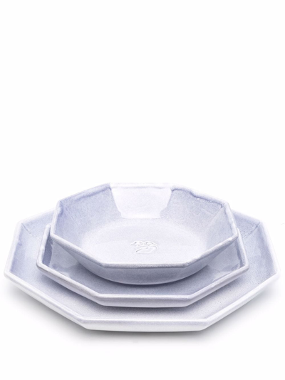 Off-white Logo Octagonal Lunch Set In Grey