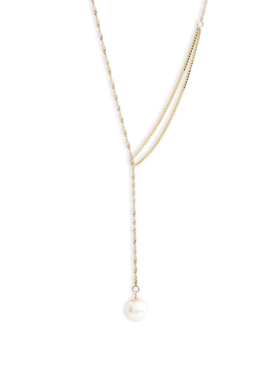 Poppy Finch 14kt Yellow Gold Shimmer Pearl Pull Through Necklace