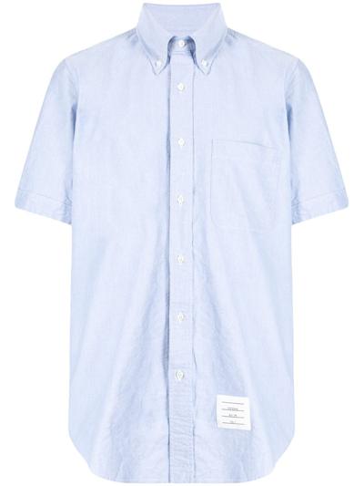 Thom Browne Logo-patch Shirt In Blue