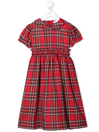 Siola Kids' Tartan-print Tie-fastening Dress In Red