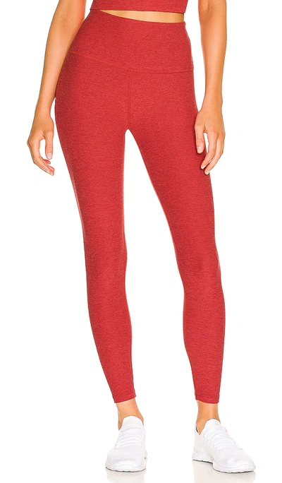 Beyond Yoga Spacedye Caught In The Midi High Waisted Legging In Red Hot-siren