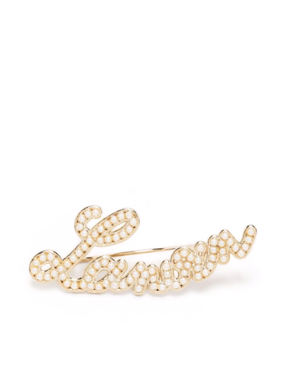 Lanvin Pearl-embellished Logo Hair Clip In Metallic