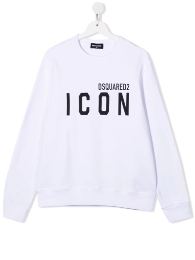 Dsquared2 Kids' Icon Cotton Sweatshirt In White