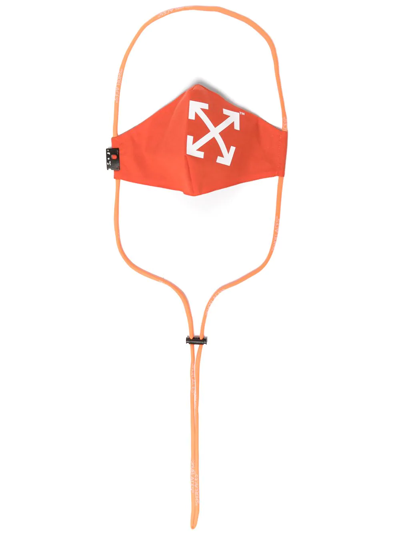 Off-white Arrows Cotton Face Mask In Orange