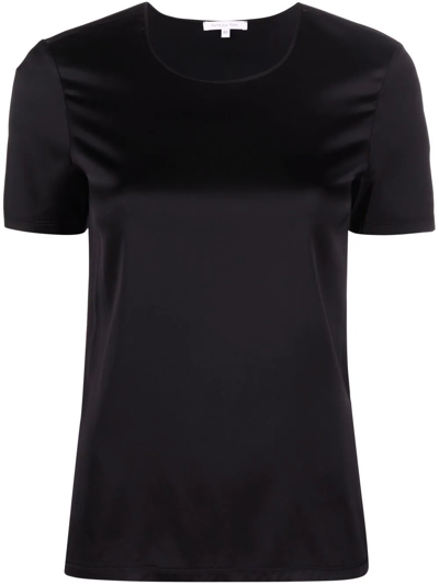 Patrizia Pepe Essential Satin-finish T-shirt In Black