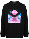 Valentino Graphic-print Crewneck Cotton-jersey Sweatshirt In Black