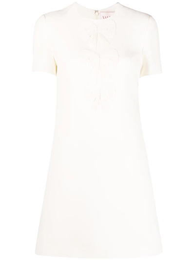 Valentino Bow-embellished Shift Dress In White