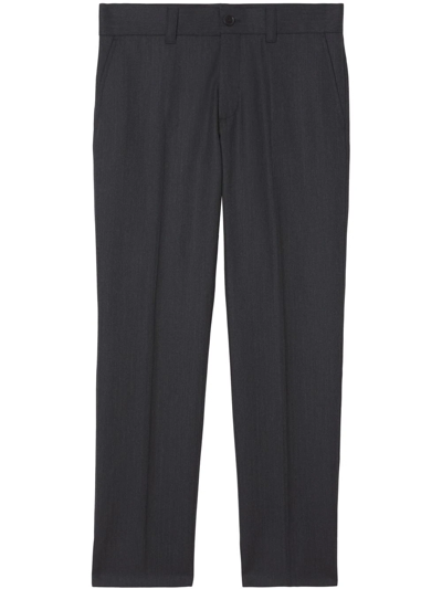 Burberry Herringbone Wool Tailored Trousers In Grey