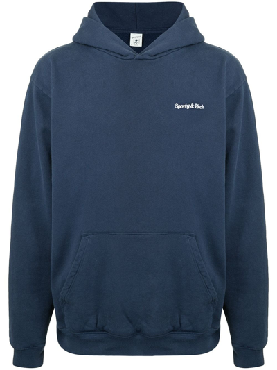 Sporty And Rich Classic Logo Hoodie In Blue