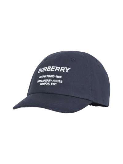 Burberry Kids Cotton Horseferry Print Baseball Cap In Navy