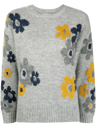 B+ab Floral Knit Jumper In Purple