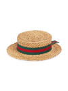 GUCCI LOGO-RIBBON STRAW HAT