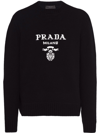 Prada Intarsia-knit Logo Sweatshirt In Black