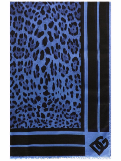 Dolce & Gabbana Leopard-print Cotton Scarf In Black