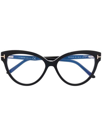Tom Ford Logo Cat-eye Glasses In Black