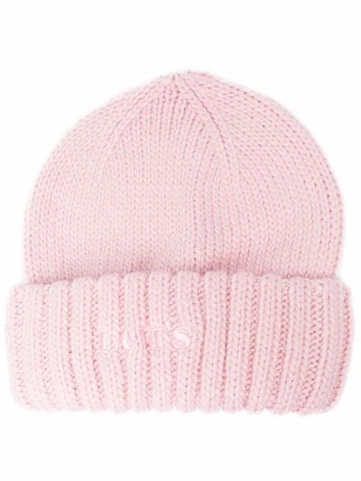 Levi's Embroidered Logo Chunky-knit Beanie In Pink