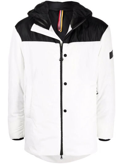 Low Brand Colour-block Hooded Padded Jacket In White