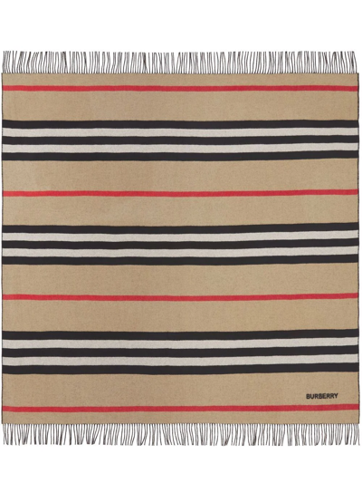 Burberry Icon Stripe Cashmere-blend Blanket In Neutrals
