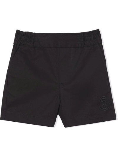 Burberry Babies' Embroidered Logo Twill Shorts In Back