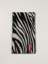 By Far Zebra-print Alpaca-blend Scarf In Black