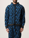 Kenzo Abstract-print Zip-up Hooded Jacket In Blue