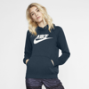 Nike Sportswear Essential Women's Fleece Pullover Hoodie In Deep Ocean,white