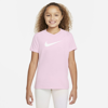 Nike Dri-fit Big Kids' Swoosh Training T-shirt In Pink Foam,white