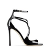 Jimmy Choo Womens Black Azia 110 Strappy Patent Leather Sandals In Schwarz