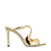 Jimmy Choo Anise 95 Metallic Leather Sandals In Silver