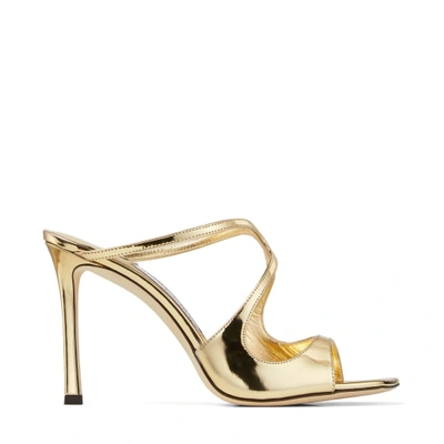 Jimmy Choo Women's Anise 95 Strappy High Heel Slide Sandals In Gold