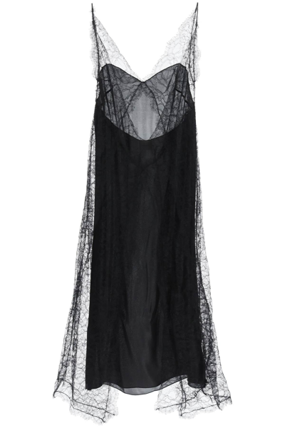 Khaite Ash Dress In Silk And Lace In Black | ModeSens