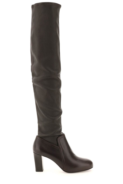 Lemaire Over-the-knee Leather Boots In Brown